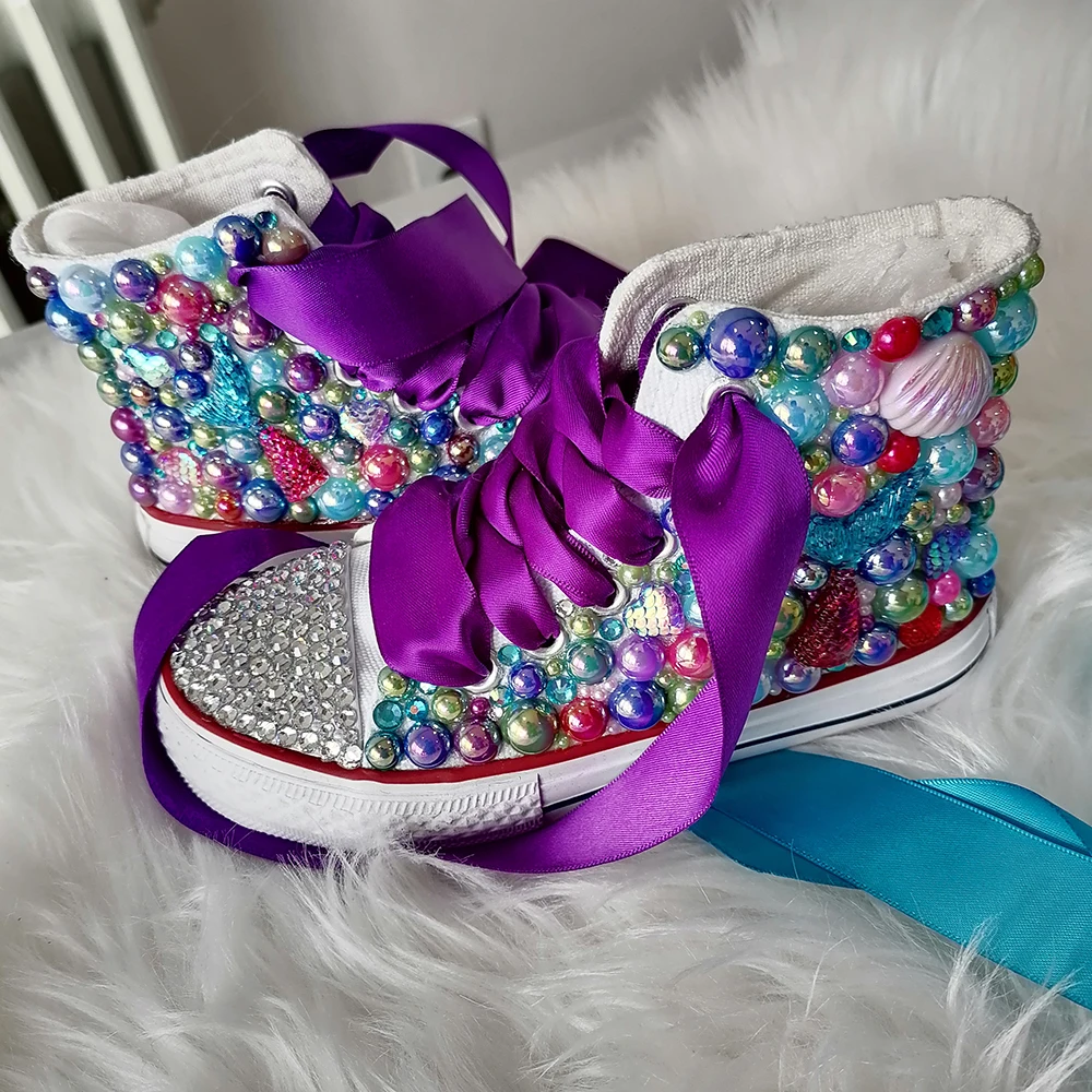 Handmade Rhinestones Bling Girls Womens Kids And Mother Candy Canvas Shoes Pearls Sneakers for Girl Birthday Party Wedding kids sneakers kids shoes