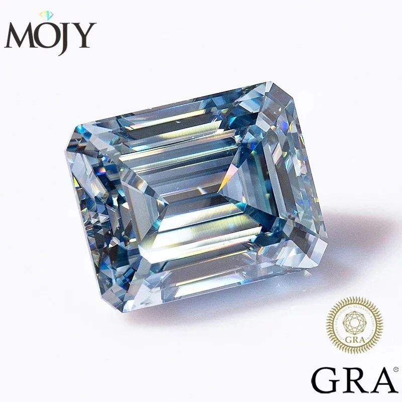 

MOJY ViVid Blue Loose Moissanite Stone Emerald Cut 0.5~10.0ct Gemstone for Diamond Ring with GRA Certificate Jewelry Accessories