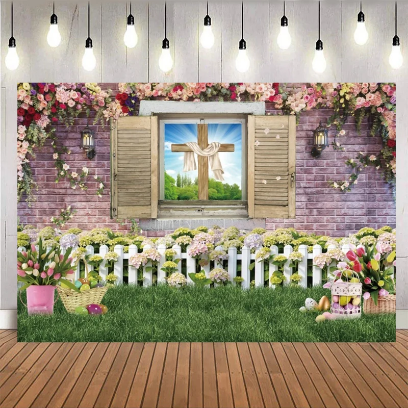 Sfondo Per Foto Pasqua Con Conigli E Uova | 2.4x1.8m, Tessuto Poliestere, Per Feste E Baby Shower - Foto 6