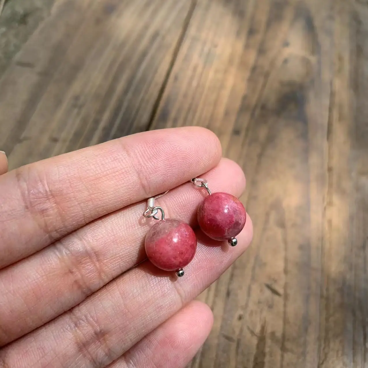 Natural Rhodonite Quartz Earrings Silver 925 Original Gemstone Women High Quality Jewelry Design Handmade