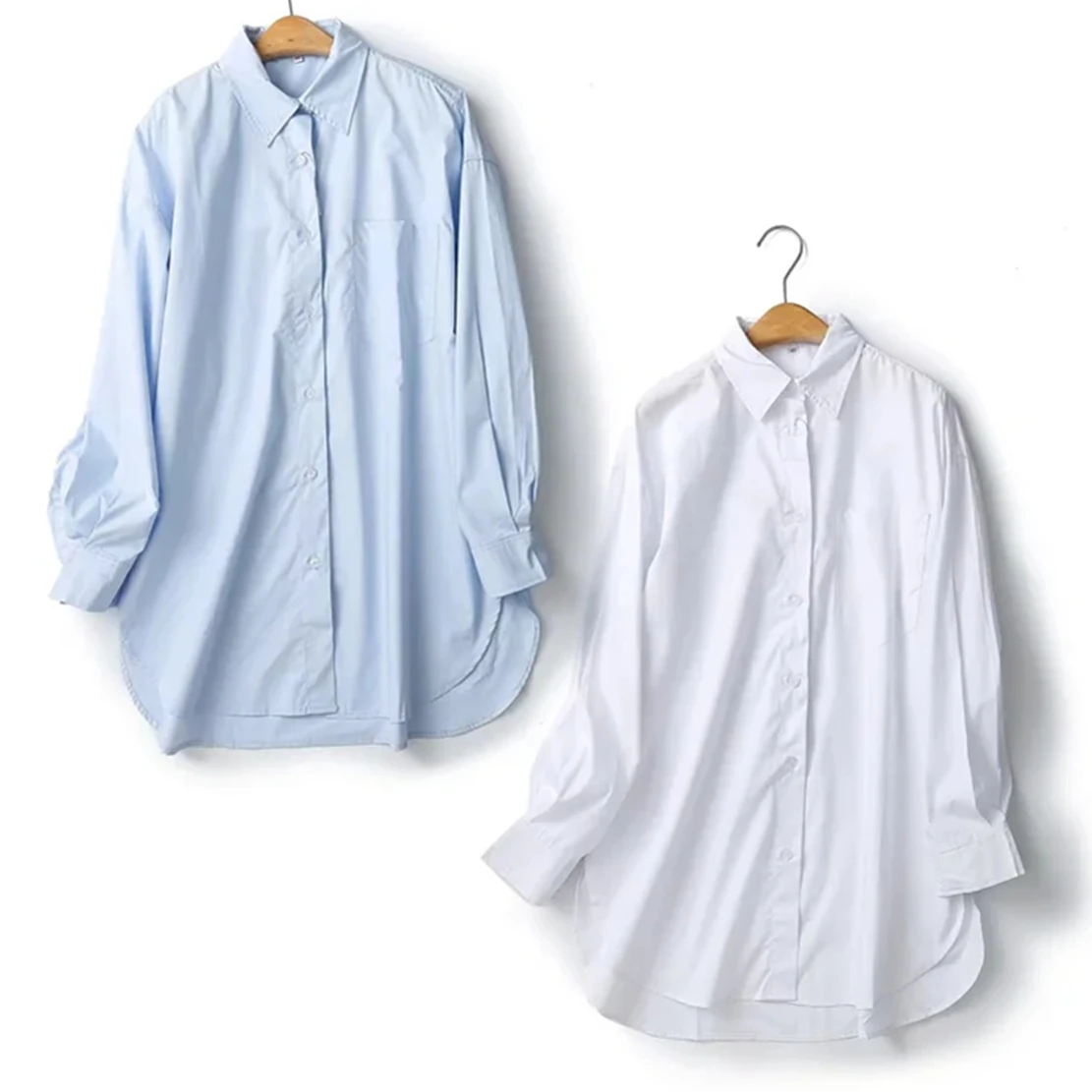 Jenny&Dave 2024 Office Lady Oversize Fashion Casual Blouse Women Indie Folk Vintage Pure Cotton Color Loose Long Shirt Tops