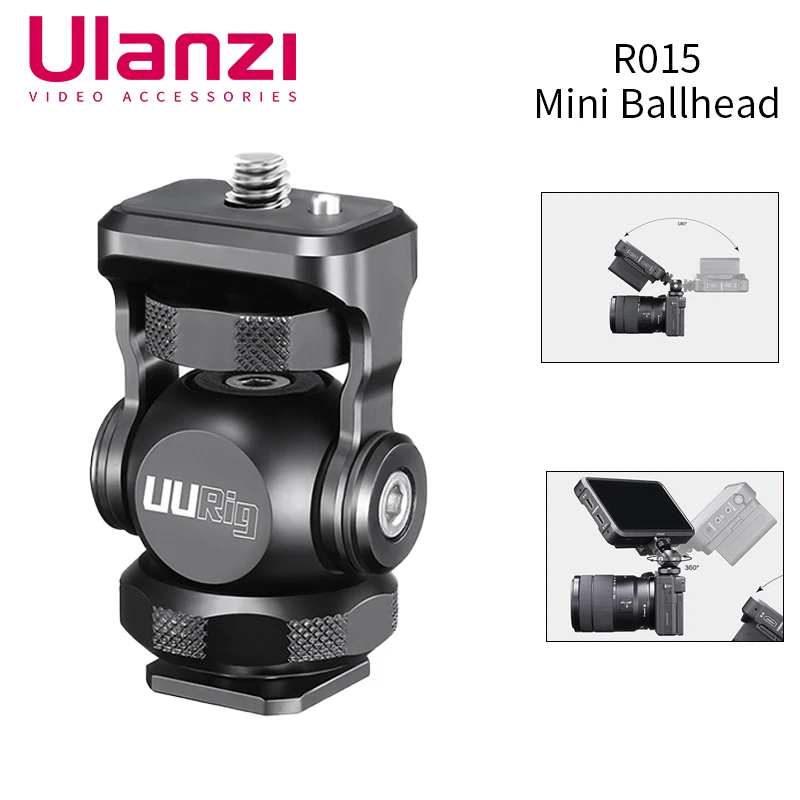 UURig R015 Monitor Bracket Mini Ballhead With Cold Shoe Mount Gimbal Rig for Sony Canon Nikon DSLR Camera Accessories Smartphone