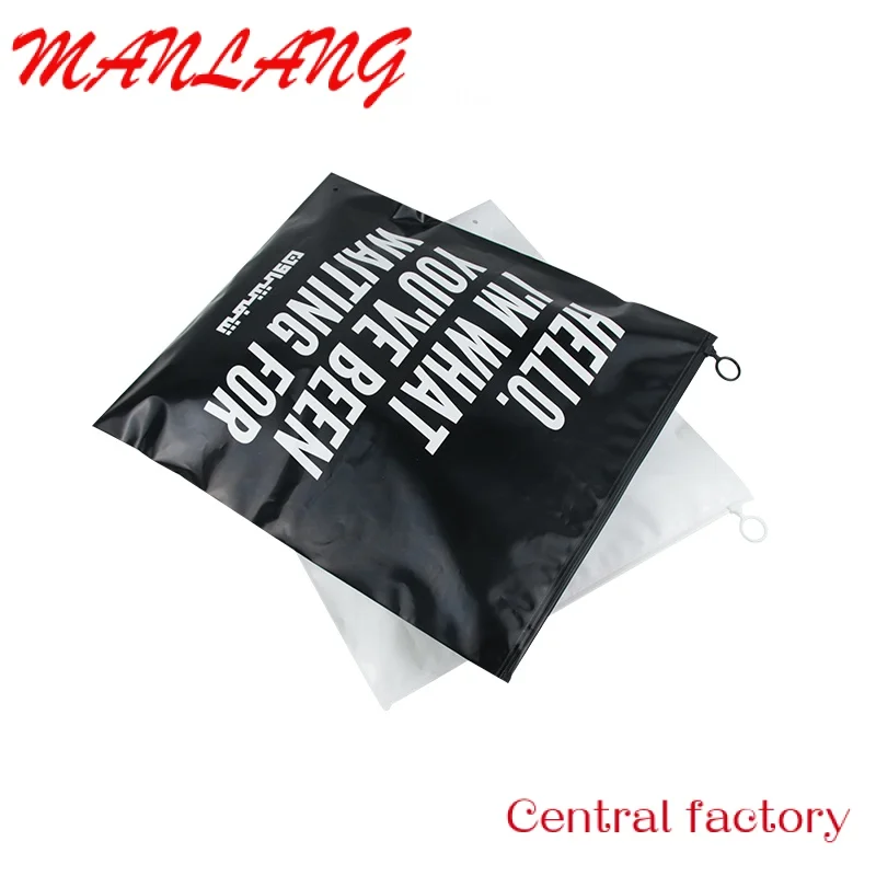 

Custom Custom logo printed eco friendly ziplock garment black packaging bag with zipper clothes PE Clothing plastic bags