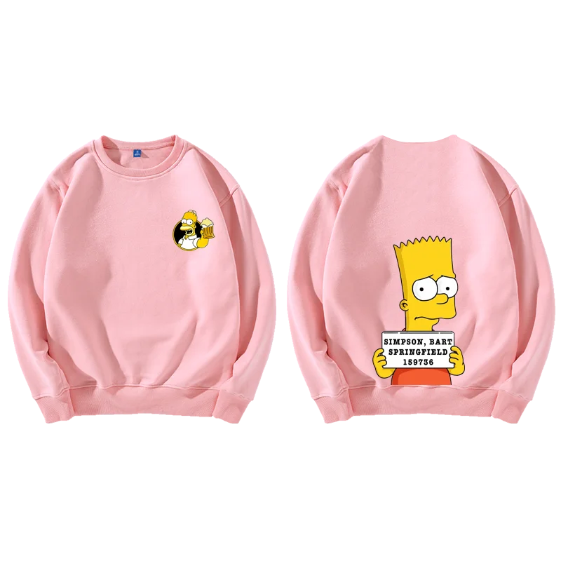 The Simpsons trendy women's hoodie women's round neck top couple casual top loose hoodie round neck hoodie fashionable hoodie