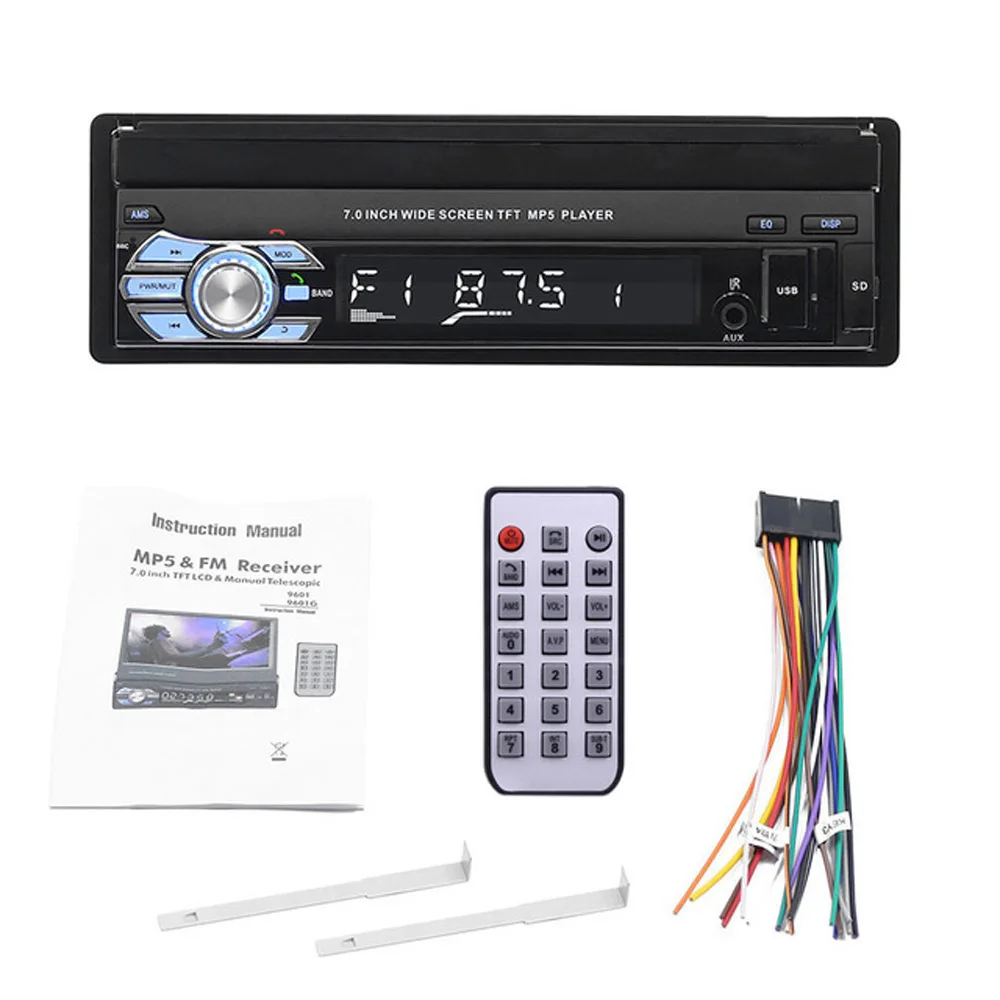 7 Inch Car MP5 Player Wireless bluetooth Player LCD Display Lossless Sound Quality Audio Support reversing video input TF card