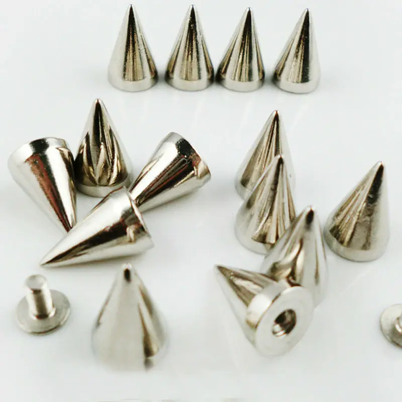 100pcs/set 14mm Silver Cone Spots Metal Studs Screw Bead Leathercraft Rivet  Punk Spike Bullet Diy Spikes For Clothes Bags Belt - Jewelry Findings &  Components - AliExpress