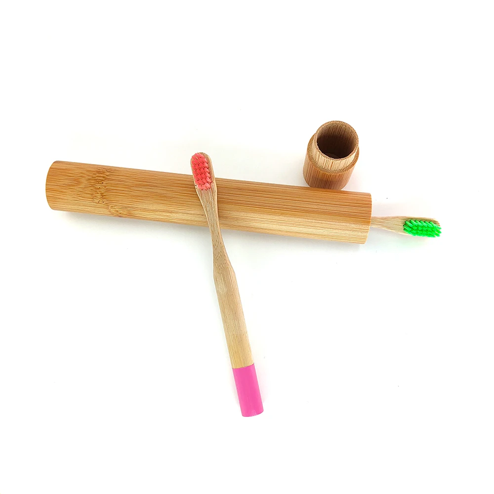 Nature Wood Toothbrush With Bamboo Tube Eco Friendly Biodegradable