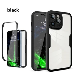 360 Full Cover Shockproof Dust - Proof Case with Screen Protection - iPhone 15 (Black)