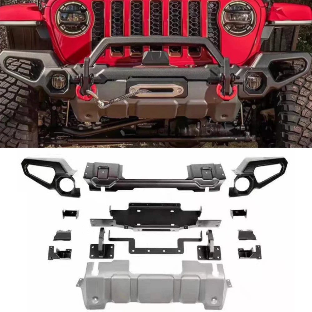

Передний бампер из черной стали с бычьей штангой для Jeep Wrangler JL2018 + JL1229