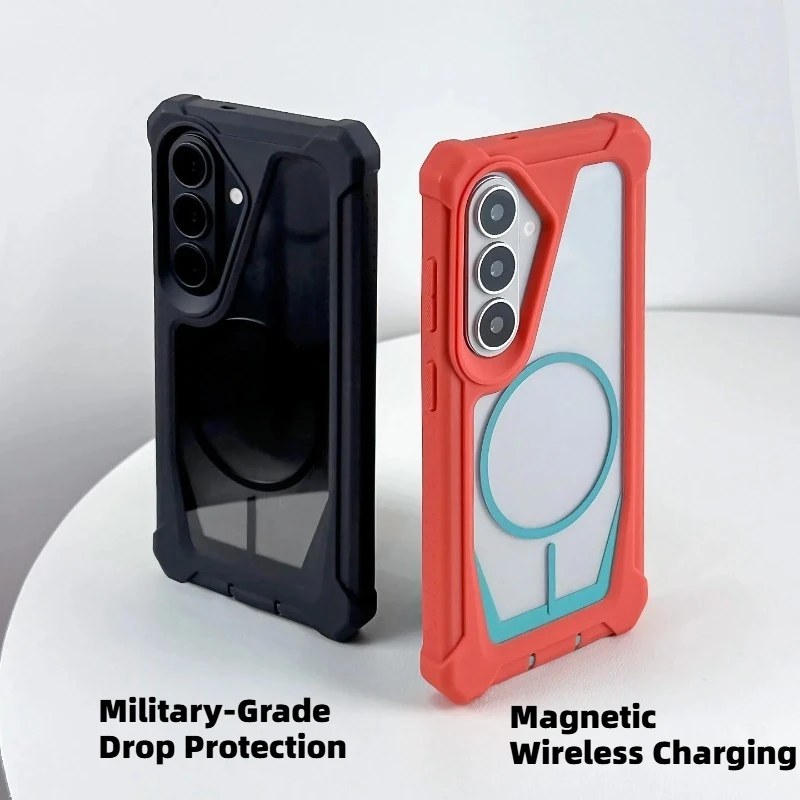 Luxury Four Corner Anti-Knock Armor Transparent Phone Case with MagSafe Compatibility