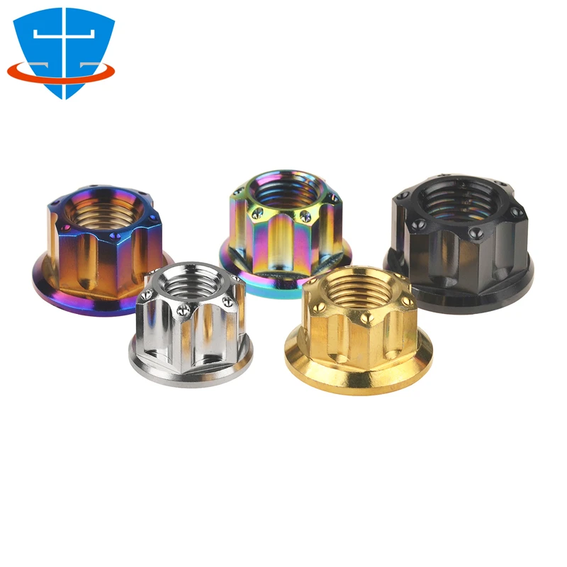 Liga de Titânio Flange Porca Extravagante Hex Lock Nuts Gr5 Tc4 Substituição para Motocicleta Bicicleta Modificação do Carro m5 m6 m8 M10 M12 M14 Pcs