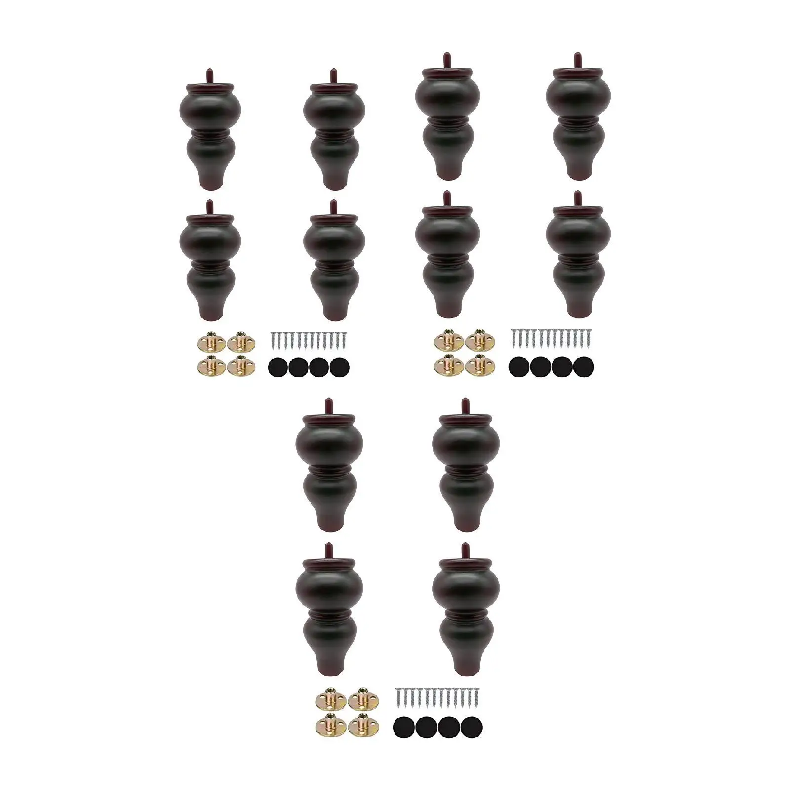4x Wood Furniture Leg Round Decor with Mounting Accessories Wooden Furniture Feet for Armchair Cabinet recliner Dresser TV Stand