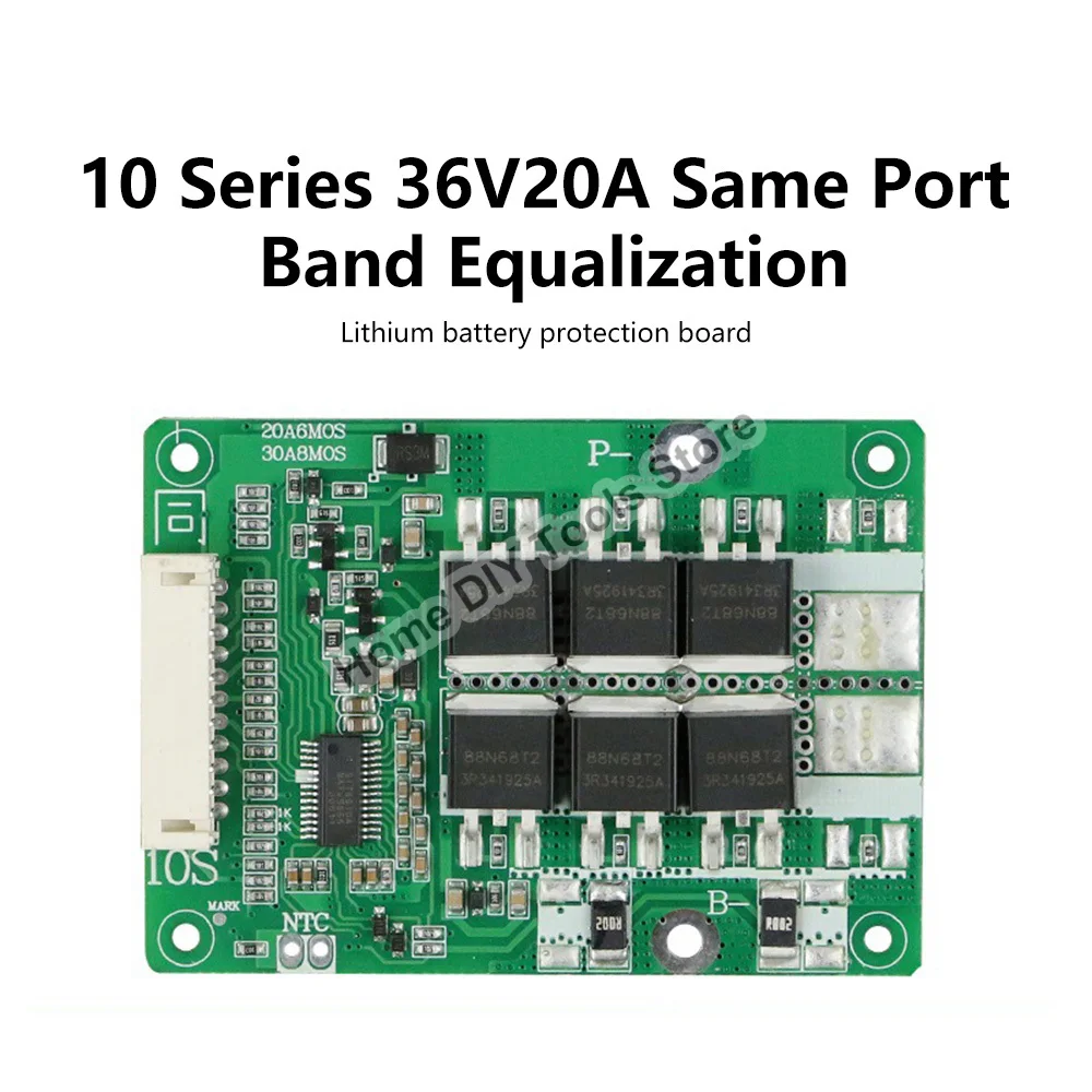 BMS 10S 36V 20A 18650 Lithium Battery Charge Discharge Protect Board with Balance Voltage Temperature Control NTC for E-bike electric scooter 36v 100ah 18650 li ion 10s3p lithium batterij pack 350w 1000w motorcycle battery built in 20a bms e bicycle