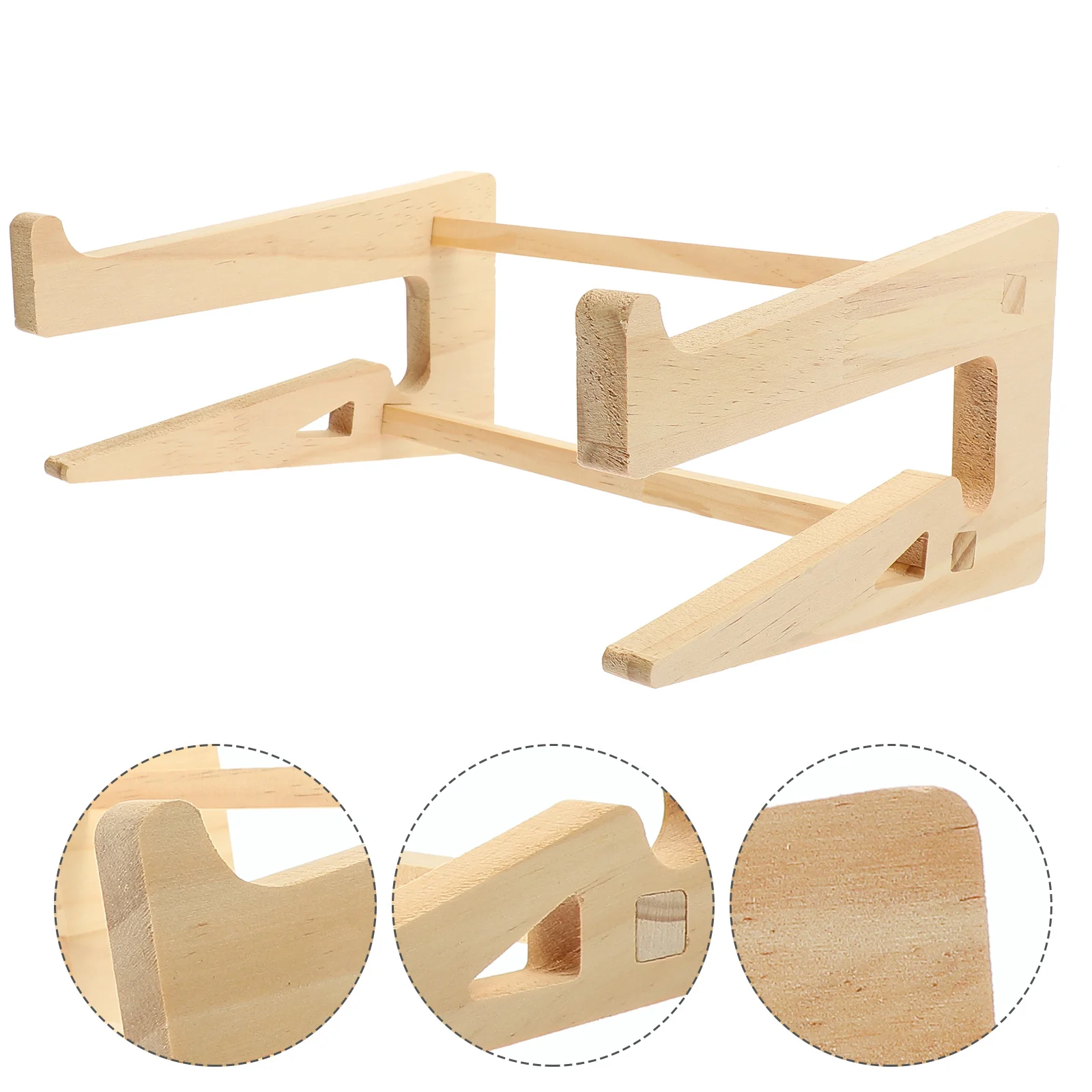 

Laptop Stand Computer Keyboard Stands Notebook Riser Solid Wood Desk Wooden Feet Holder