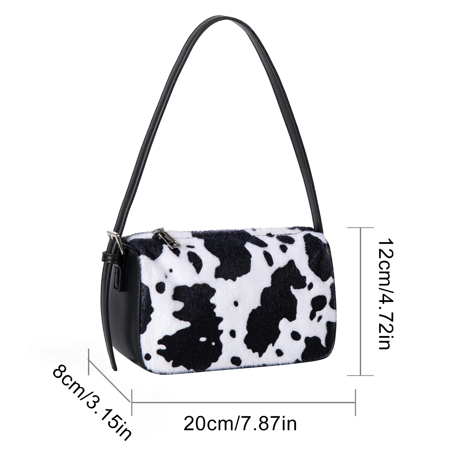 Cow Pattern Shoulder Bag Large Underarm Bag Fashion Square Bag for Women Work Shopping Travel Daily