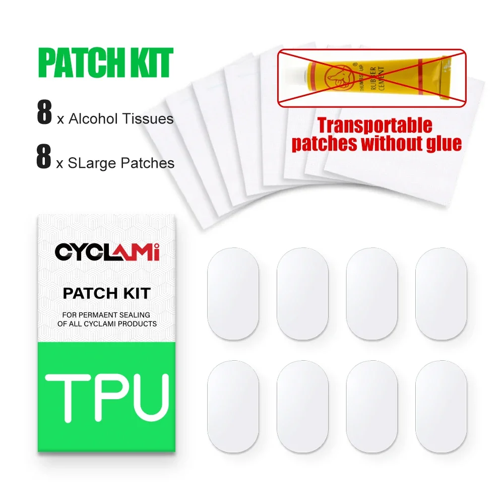 CYCALMI Bike Inner Tube Tire Patch Patching Tools Repair Kit Road MTB Folding Bicycle TPU Material Powerful Glue-free