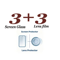 Premium Screen Glass Protector with Anti - Scratch Soft Fiber Camera Film, Multi - Specification (3 Glass 3 lens film)