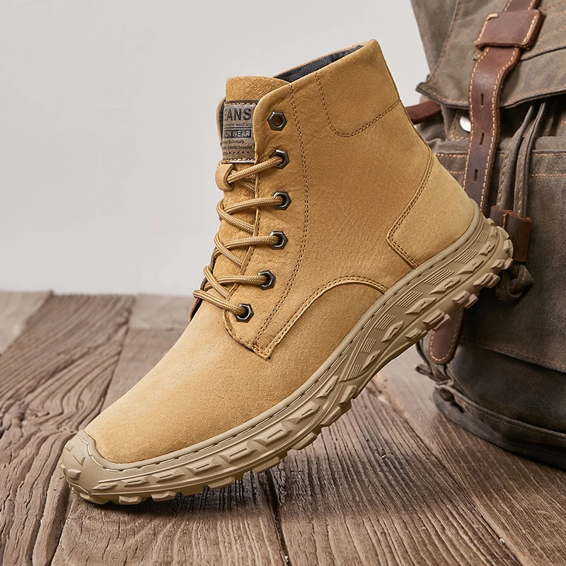 

Popular Men Military Combat Boots Leather Army Boots For Mens Casual Shoes Khaki Motorcycle Boots for Men
