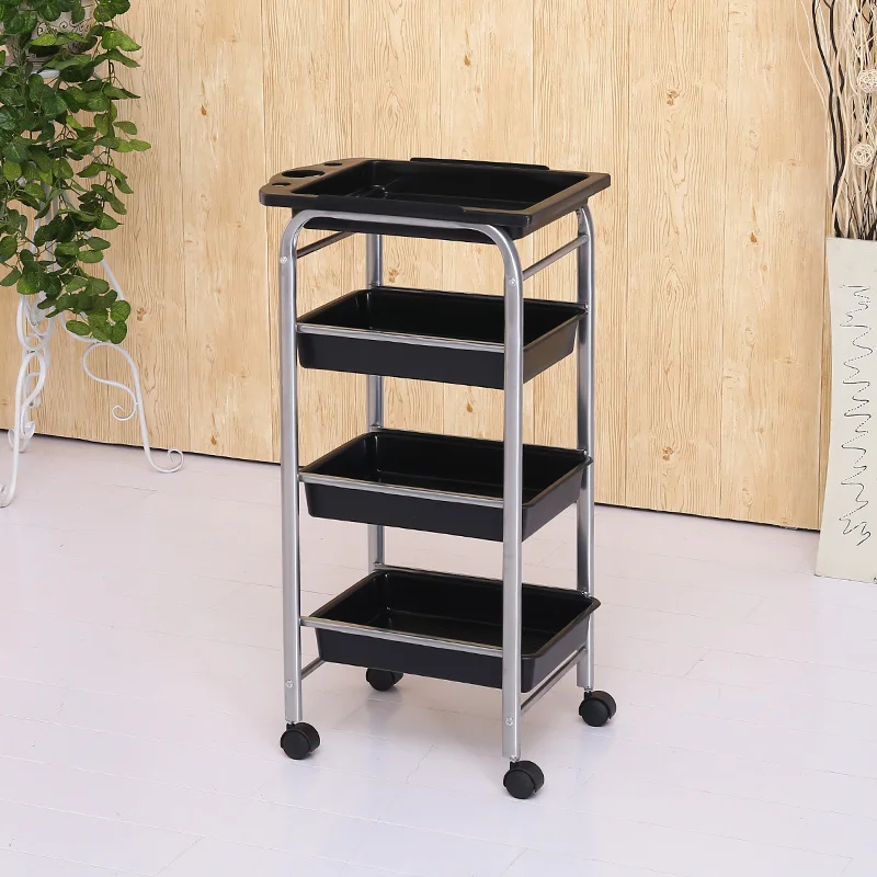 Carrello Portautensili In Acrilico Estetico Carrello Ausiliario Professionale Nero Portatile Con Ruote Carrello Attrezzi Salon Furniture Mq50Tc