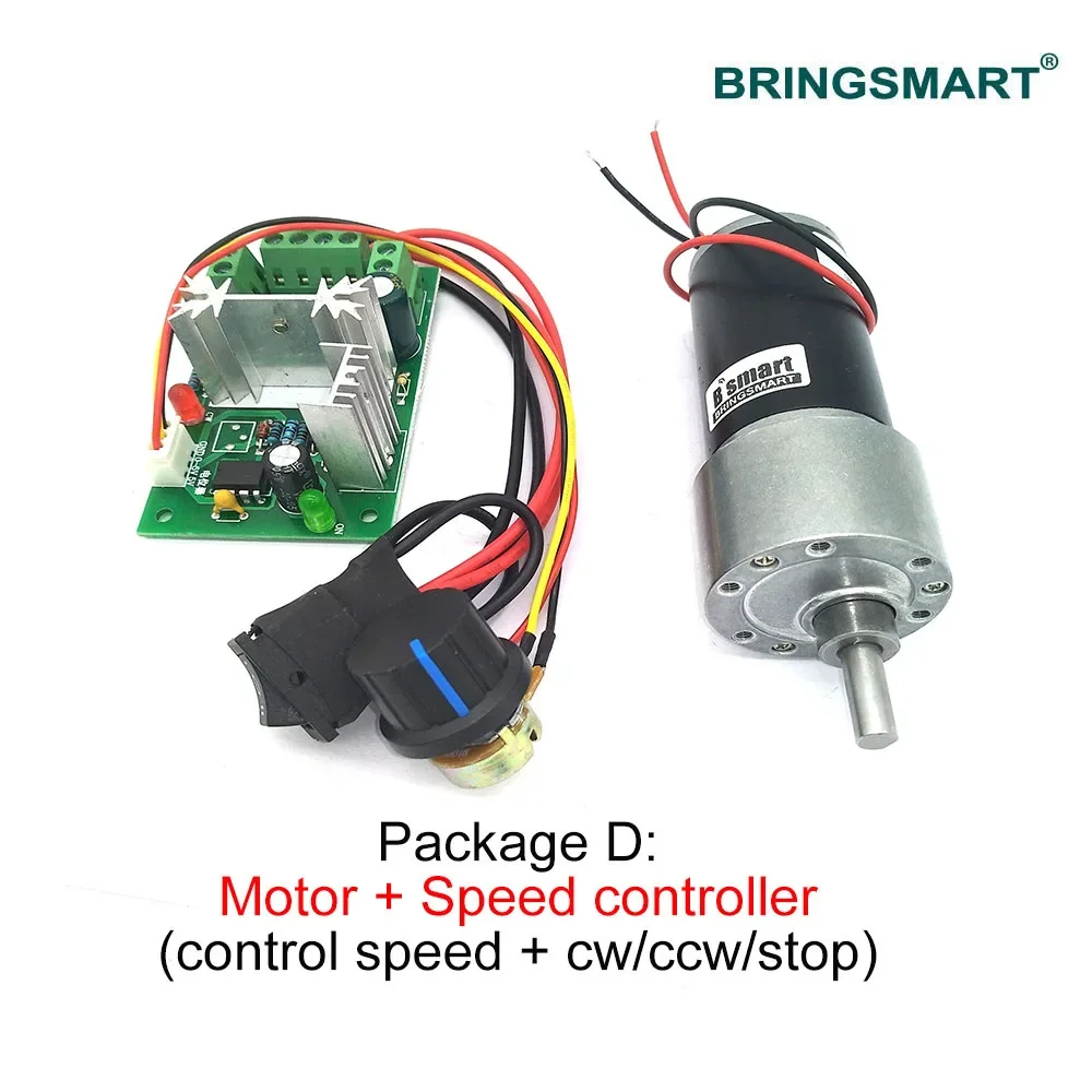 Bringsmart JGB37-3157 DC Gear Motor 12 Volt Reductor Engine High Speed High Torque Reversible 24V DC Reversible Reduction Geared