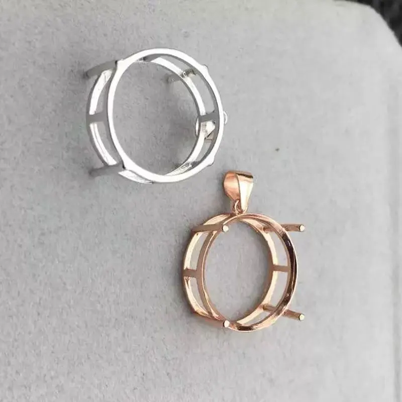 Simple Round Gemstone Pendant Mounting Setting 925 Silver Pendant Setting with Gold Plated Price Jewelry DIY Supplier