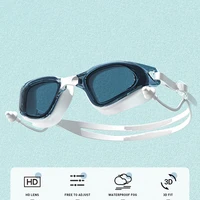 Swimming Goggles Cap Adult HD Anti-fog Swimming Goggles Set Waterproof Silicone Swim Glasses with Earplugs Anti-UV Swim Eyewear 2