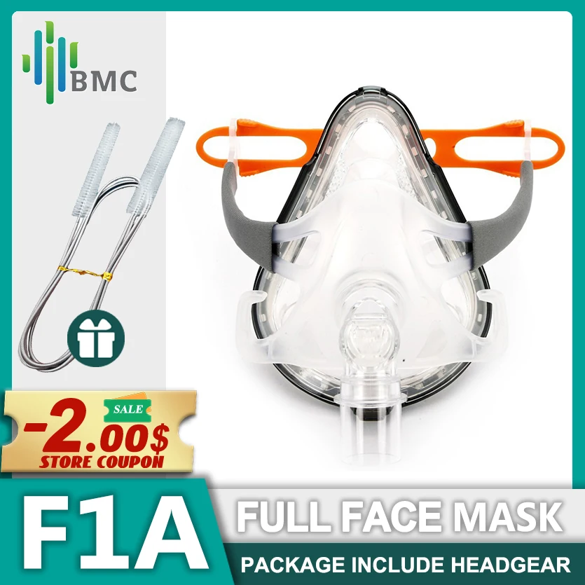 

BMC CPAP Mask F1A Full Face Mask Anti Snoring With Free Headgear For CPAP Auto CPAP BiPAP Respirator Size S M L Snoring Therapy