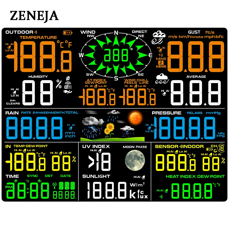 Stazione meteorologica intelligente con schermo a colori, uscita USB Termometri e igrometri per interni ed esterni, acquista in modo economico - spedizione gratuita, recensioni reali con foto