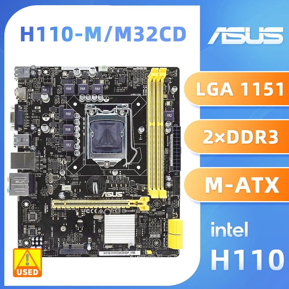 ASUSKit de placa base H110M/M32CD + i3 6100, LGA1151, DDR3, 64GB