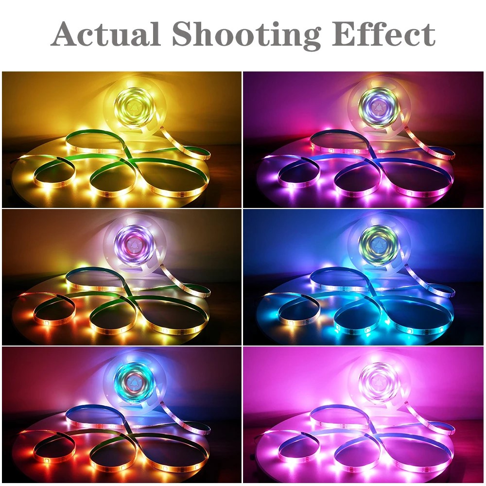 USB Cor Mudar LED Strip Lights, 5050 RGB, fita flexível da lâmpada para a decoração do quarto, TV Backlight, controle APP Chasing