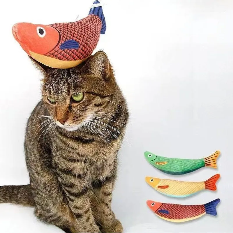 Cat Toys Saury Fish Crinkle Sound Plush Peyt Toys Interactive Design Cat Kicker Toy Teeth Grinding Cat Kitten Catnip Toys Play