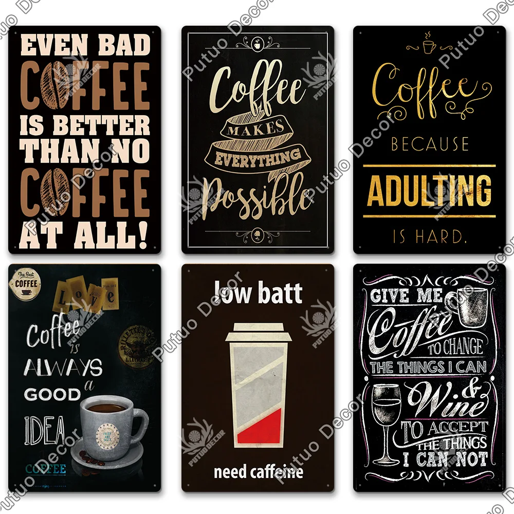 Metal Wall Art Metal Wall Signs Metal Signs Putuo Decor Coffee Vintage Tin Sign Plaque Metal Plate Wall Art Posters For Kitchen Bar Cafe Room Retro Iron Painting
