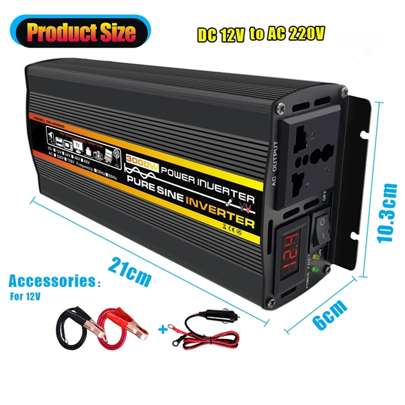 New Best 3000w 3500w 4000w Inverter Pure Sine Wave Inverter 12v 220v Power  Solar Inverter Led Display Dc 12v/24v To Ac 220v-230v - Inverters &  Converters - AliExpress