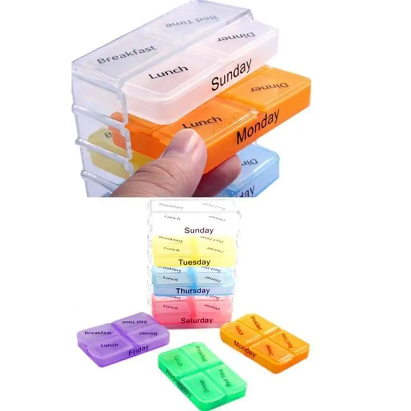 28Grid Portable Small Medicine Box 7-day Medication Packaging Box Detachable Plastic Medicine Box Portable Medication StorageBox
