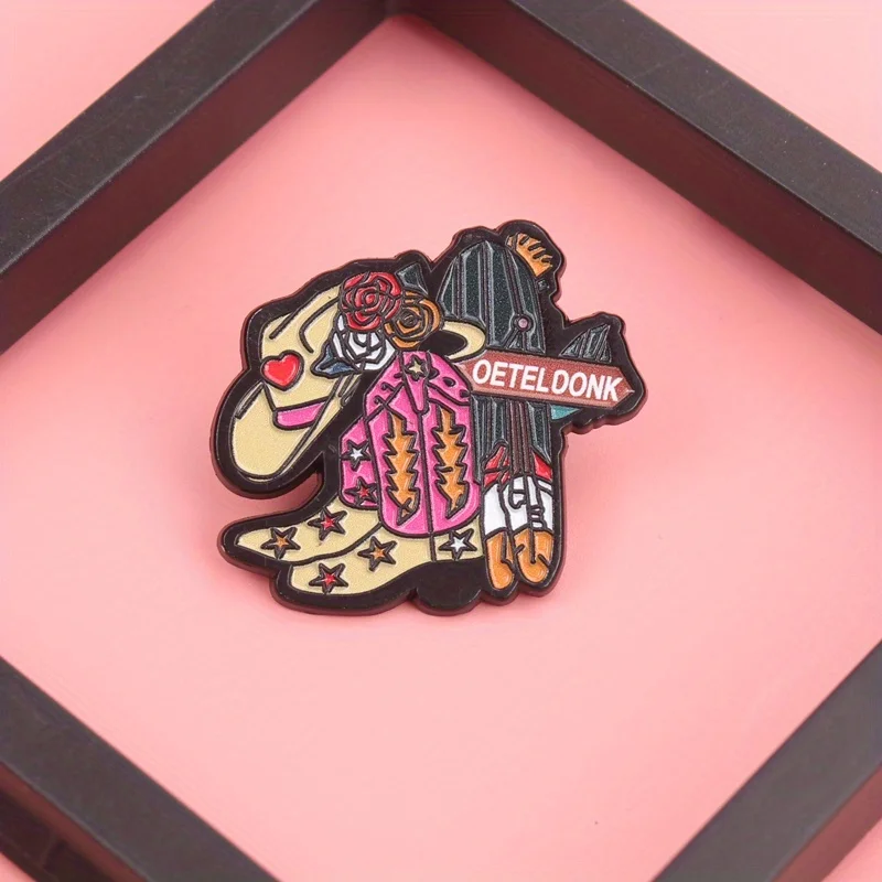 Yeehaw Heartbreaker Pin – Rodeo Rebel Flashes Rose-Crowned Stetson & Rhinestone Swagger [Retro-Punk Cowboy Jewelry]
