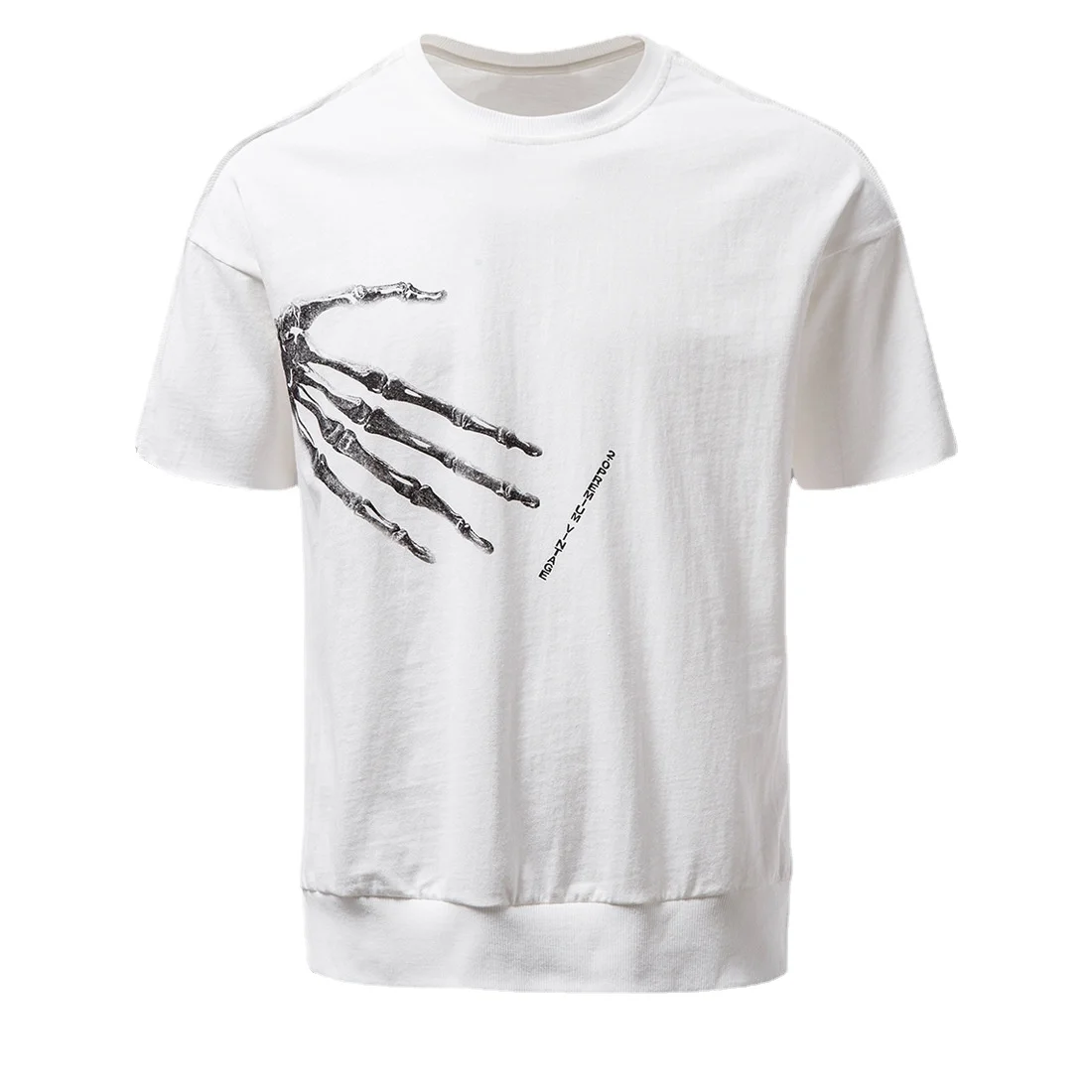 

YT526 Dark Harbor Style Pure Cotton Loose Round Neck Short Sleeve T-shirt Off Shoulder Sleeve Large Men's Half Sleeved Shirt