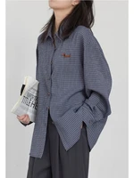 CHIC VEN femmes chemise à manches longues simple boutonnage nouveau ample décontracté brodé Blouses à carreaux rétro femme haut printemps été 2025 6