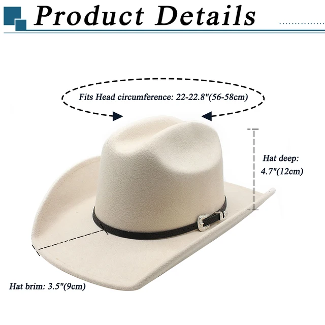 2024 Men and Women Western Cowboy Hat Felt Wide Brim Classic Outdoor Fedora Cowboy Buckled Hat Suitable for Adults and Teenagers 6