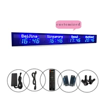 4 time zone clock, multi zone clock, LED digital world clock display screen, LED indoor all blue display screen 1