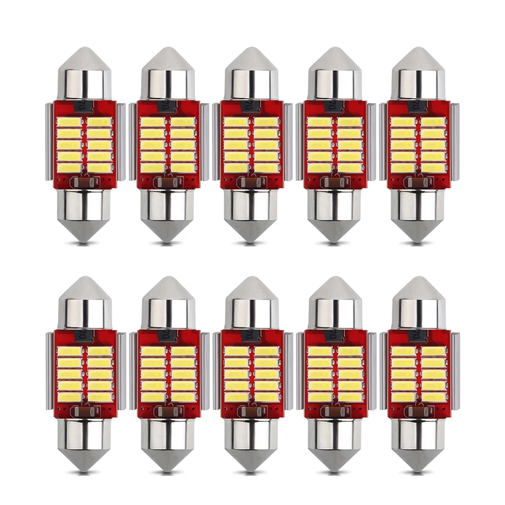 

10pcs Canbus New IC 12V C5W C10W Led Bulb 31mm 36mm 39mm 41mm Car Festoon Light Interior Dome Reading Trunk Lights 6000K White