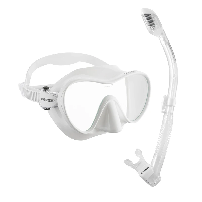 Cressi F1 Snorkeling Set Diving Mask Dry Snorkel Framless Shiny Silicone Scuba for Adults 6