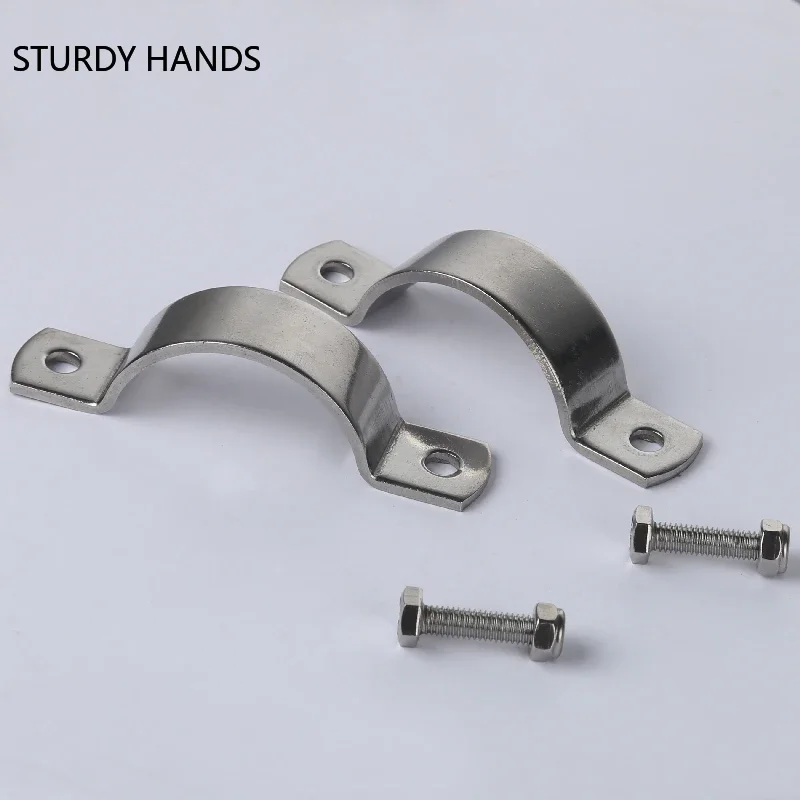 Stainless Steel Thickened Flat Pipe Clamp Steel Pipe Clip Garden Water Connection Fastener Fixed Clip Hardware furniture hardware buckle clamp