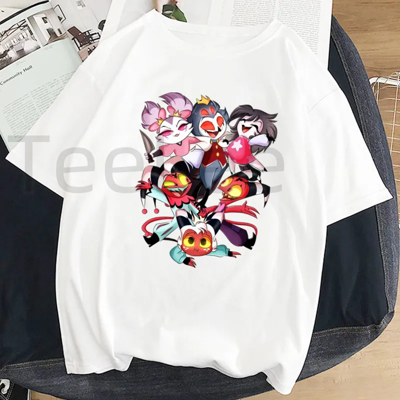 

Cartoons Helluva Boss Tshirts Female Printed Anime Woman Graphic Tops Tees Harajuku Comedy Tee Vintage Women's T-shirt