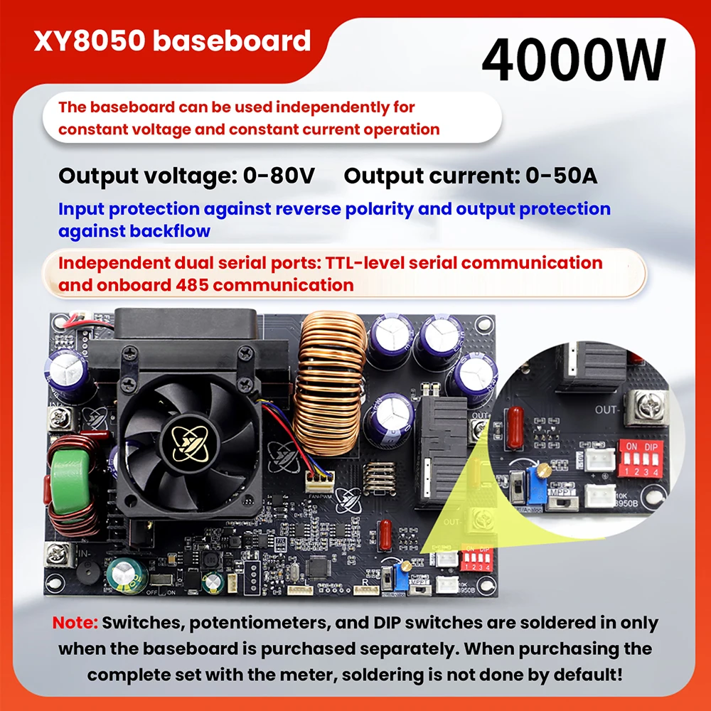 โมดูลแปลงไฟแบบปรับค่าได้ XY8050S CNC DC Buck Converter สำหรับห้องปฏิบัติการ จ่ายไฟแบบควบคุมแรงดันและกระแสคงที่  แบบลดแรงดัน 50A/4000W 1