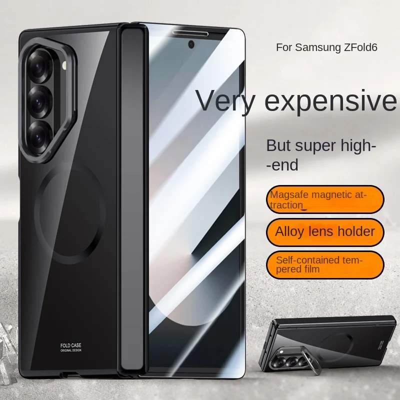 Enhanced Magnetic Anti-Shock Folding Phone Case with Plating and Full Hinge Protection