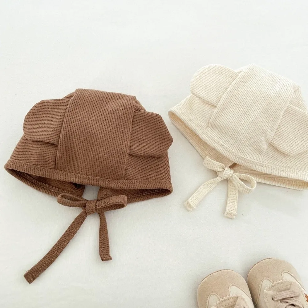 Short Sleeve Baby Romper Pure Cotton Soft Fabric Cartoon Bear Bodysuit Waffle Texture Cute Bear Design Waffle Patch Jumpsuit