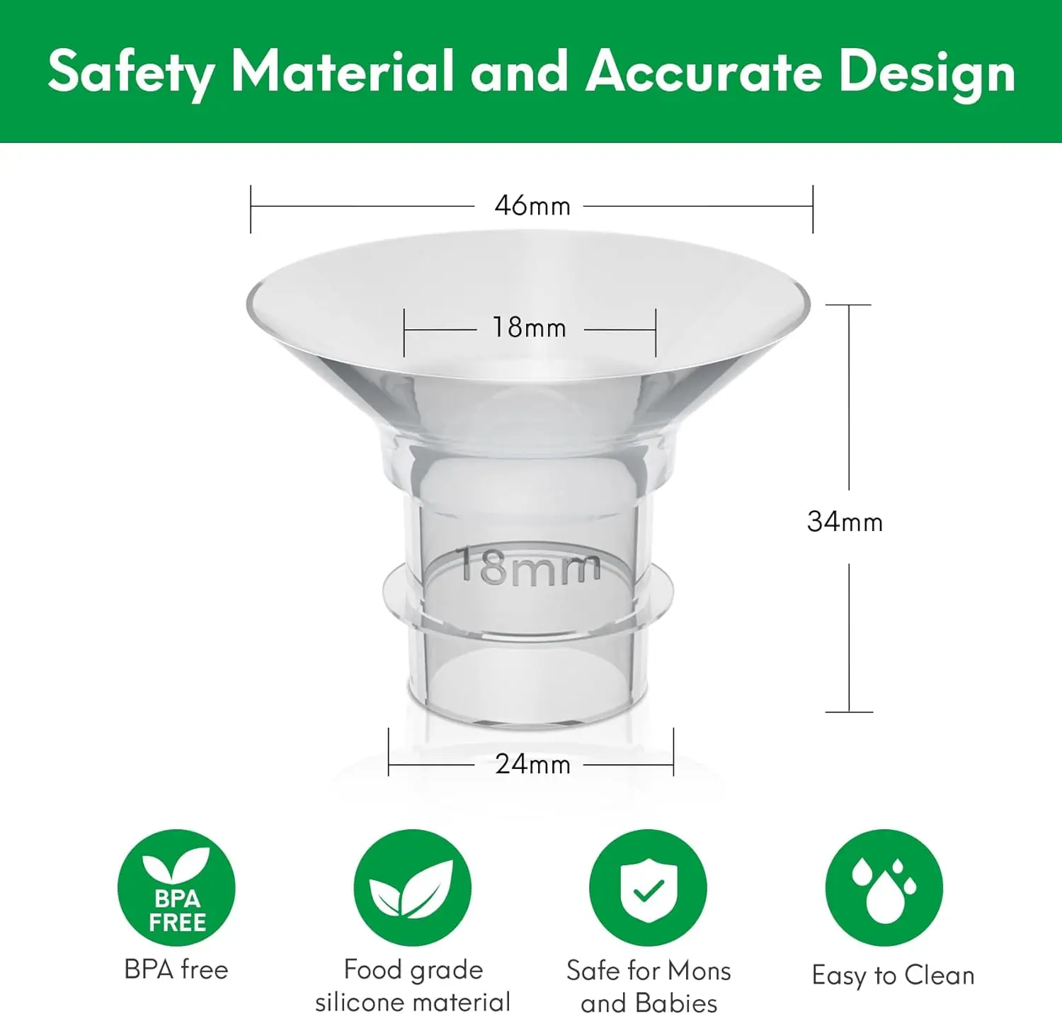 Flange Inserts 13/15/17/18/19/20/21mm Compatible with Momcozy S12 Pro S9 M5 Etc 24mm Wearable Breast Pump 24mm Shield/Flange 3
