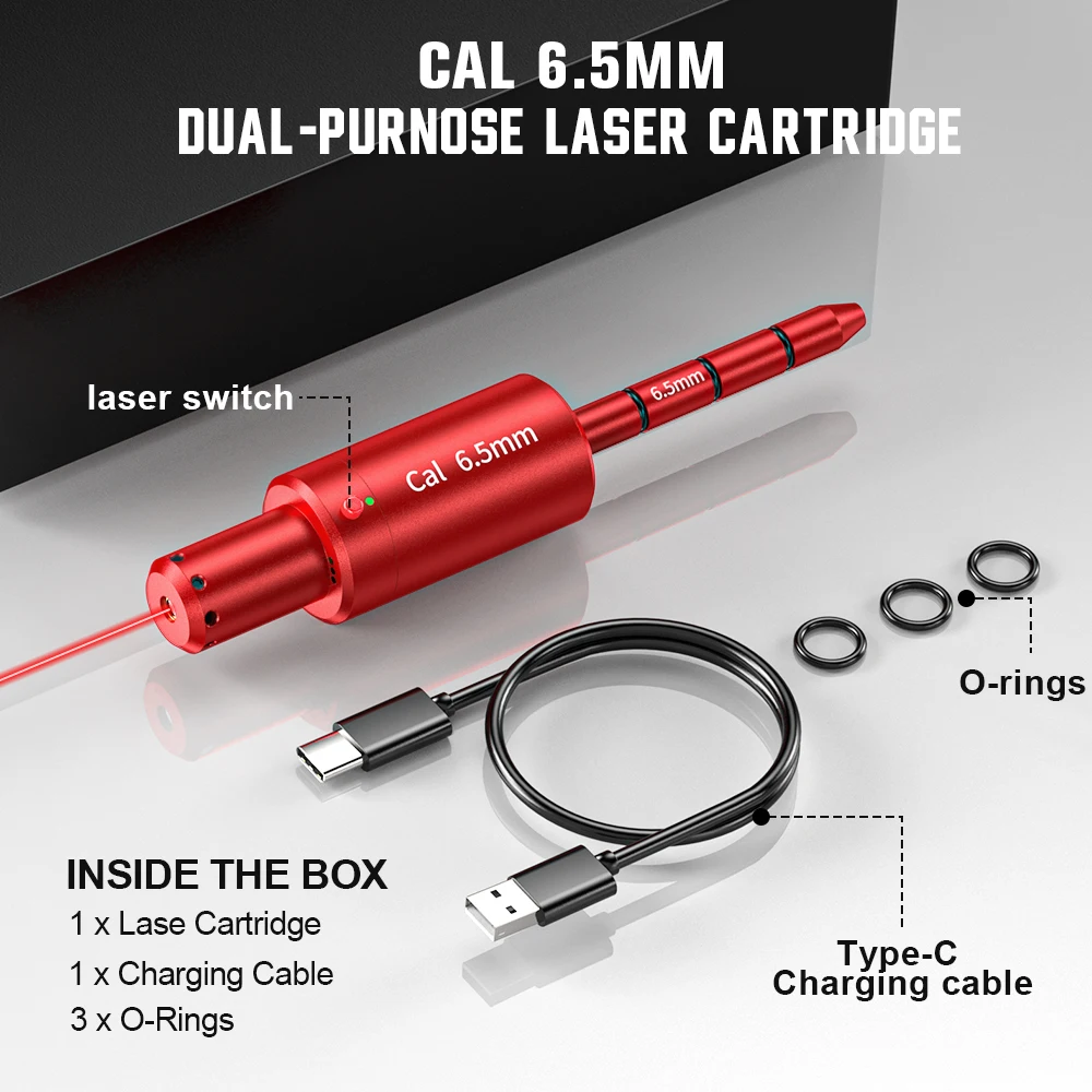 6.5MM Dual-Purpose Magnetic Suction Laser Training Bullet Red Dot Dry Powder Laser Training Ammunition for Gun Practice