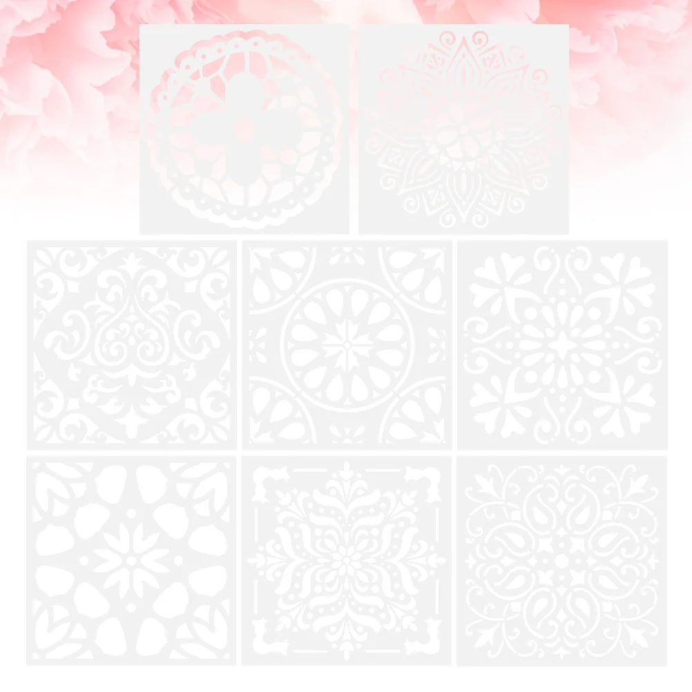 

Reusable Stencils Set Hollow Out Mandala Painting Stencil Flower Drawing Stencil Floor Wall Tile Stencils Spray template