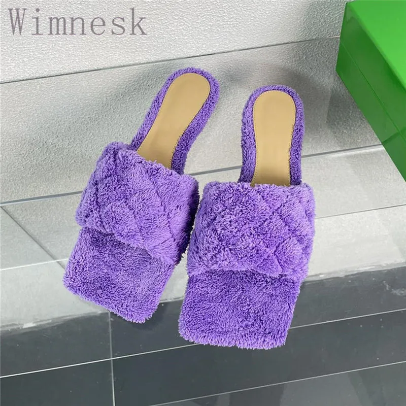 

Summer New Square Toe Open Toe Flat Women Slippers Casual Concise Wool Genuine Leather Fashion Outdoor Casual Slippers Woman
